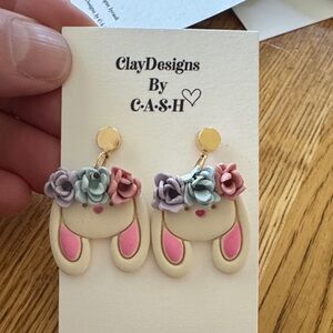 Bunny Earrings with Floral Accents